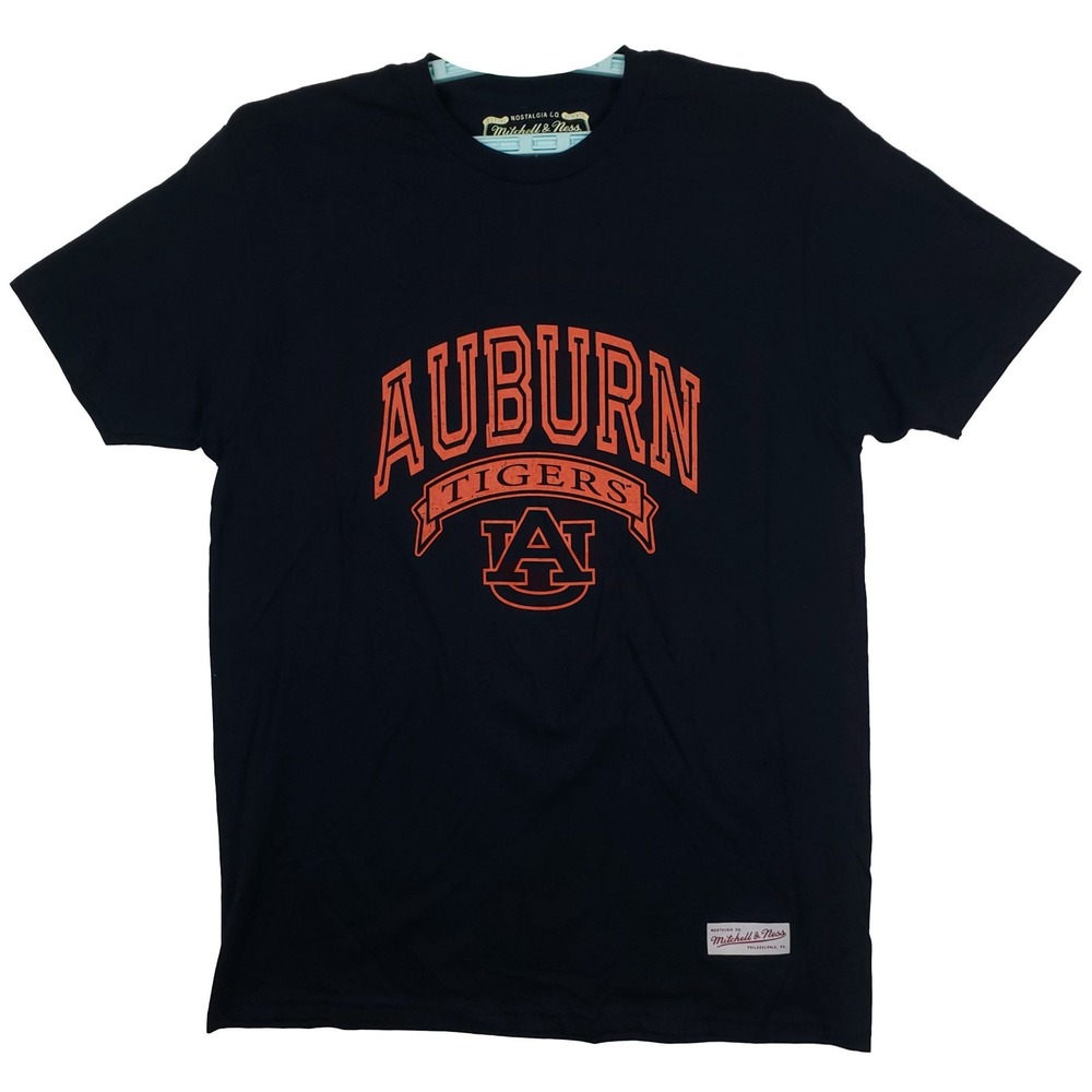 Auburn Tigers Mitchell & Ness NCAA Large Shirt Arched Logo Navy‎ New